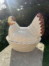 Hen On Nest Chicken Egg Storage Staffordshire Pottery Style
