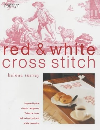 Red and white cross stitch - red,