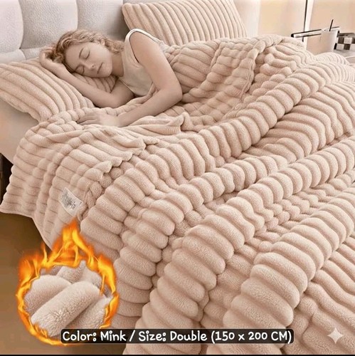 Mink ribbed bed blanket - mink,
