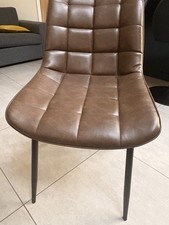 Set Of 3 Brown Leather Dinning