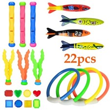 22x Underwater Diving Toys Dive Ring/Torpedo/Sticks Swimming Pool Toy Game Kids