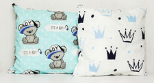 2 pack baby pillows filled  cushions 4 pram cot bed blue bears crowns 1 year+