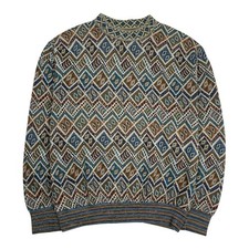 Vintage 90s Missoni Sport Knit Large Crewneck Sweatshirt Multi Jumper Grandad