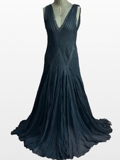 Antique 1920s Long Black Silk Dress . Beautiful Bias Cut.