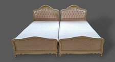 Antique French Single Beds. C1930 Cream & Gold Painted. 90 Years Old