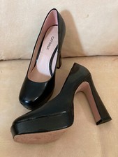 Catwalk Women High Heels Pumps 12.5cm High 38 Black Patent Platform Top New