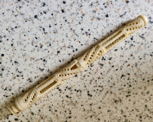 Antique carved needle case - carved,