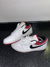 Nike Air Jordan 1 Low Mens White/Gym Red/Black trainers  553558-118 UK 9