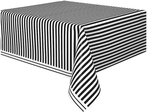 Plastic striped tablecloth - plastic,