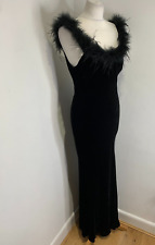 Maria Grachvogel velvet gown dress 12 10 VGC 90s silk black feather low back