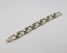 Sterling Silver, Mother of Pearl & Marcasite Panel Bracelet Vintage c1990