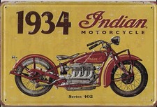 INDIAN MOTORCYCLE 1934 SERIES 402 EMBOSSED / 3D TIN SIGN (20x30cm)