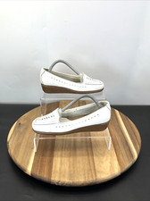 FootGlove Women White Perforated Leather Wedge Shoes UK Size 4 Slip On Wider Fit