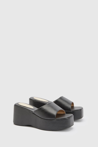 Faith black wedges - black, womens