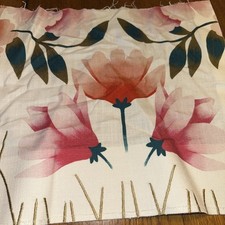 Harlequin Linen Union Fabric Sample Zapara in pomegranate lagoon