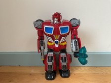 Large Red Robot Toy with Blue Axe – Transformer Style Action Figure – 14