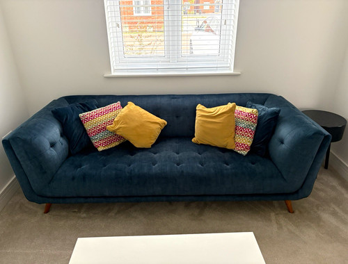 Blue velvet tufted - blue, 3-seater