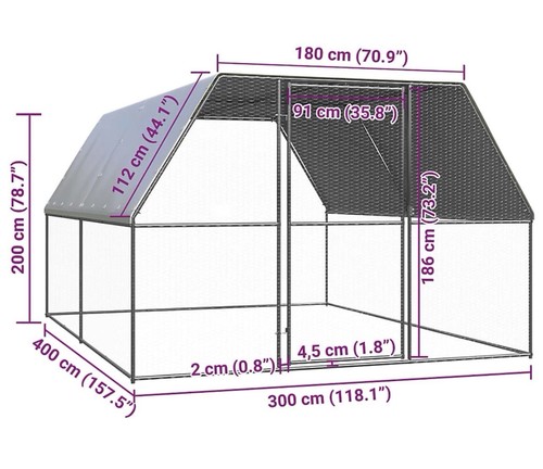 Outdoor chicken cage 3x4x2 - 3x4x2, m