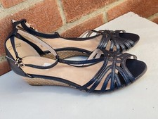 Tu Ladies Navy Strappy Sandals. UK6 Low Wedge Heels, Peep-toe, EU39 US8 New