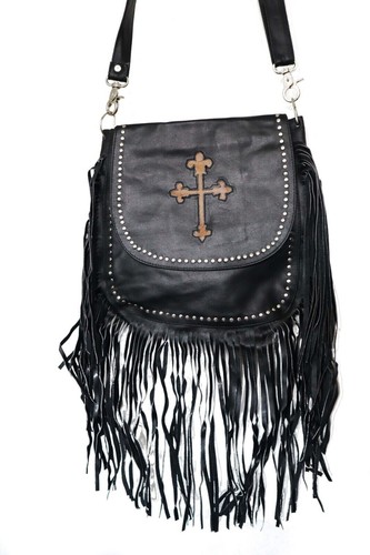 Cross theme fringe bag