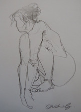 Pencil drawing female - , in