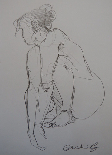 Pencil drawing female - , in