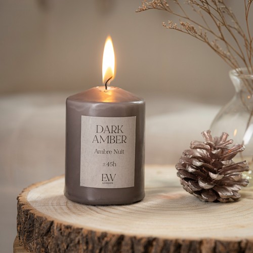 Dark amber pillar candle - amber,