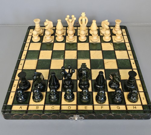 Vintage wooden chess set - vintage,