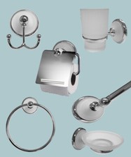 Polished Chrome Bathroom Accessories With Frosted Glass Inserts 