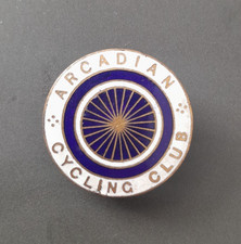 VTG ARCADIAN CYCLING CLUB ENAMEL BUTTONHOLE BADGE By FATTORINI & SONS