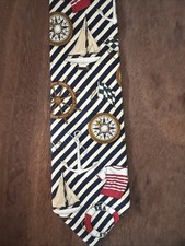 Huntington Nautical Sailboat Striped Cruise Yellow Blue Red Silk Necktie