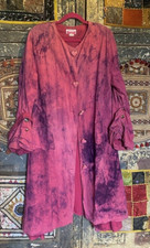 Pink Thai dye bohemian coat.  Long. Very unusual.  Size XL.  Full kick skirt.