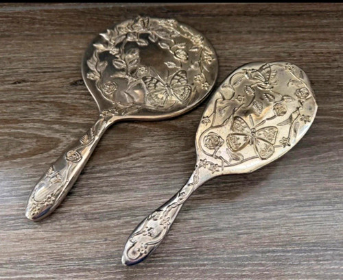 Vintage silver floral - silver,