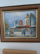Original Carolina Burnett Oil Painting Paris Street Scene Impasto Art -Signed