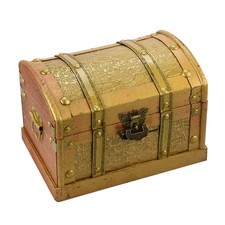 Wooden Pirate Treasure Chest Box Gem Jewelry Trinket Keepsake Storage Organizer