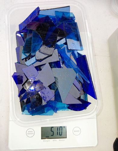 Blue plain glass mosaic - glass,