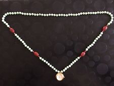 Gems Of The Orient QVC Jade Pendant Watch With Carved Red Carnelian Stations