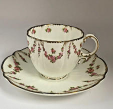 Antique Maple London &Paris Hand Painted Bone China Tea Cup Saucer Rose Gilt Rim