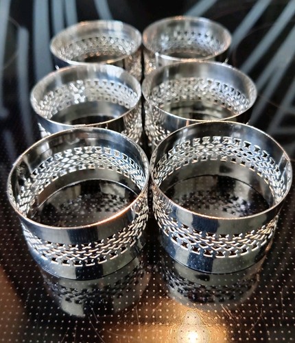 Six vintage white metal napkin - vintage,