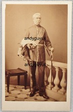 CDV MILITARY OFFICER MR TELFER LONDON BICORN HAT ANTIQUE PHOTO MAMLUKE SWORD
