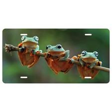 3 Frogs Novelty Vanity Front License Plate - Man Cave - She Shed - Animals - Art