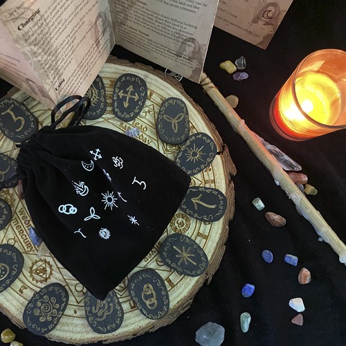Wood runes stone set witches - wood,