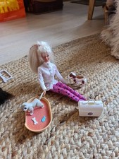 Mattel 1996 Vet Pet Doctor Barbie Doll with Dog and Cat Bed and Accessories