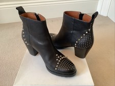 Sandro “Designer” Black Leather Studded Ankle Boots - UK 5/38 Boho/Festival