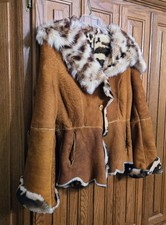 Lambskin Leather Shearling Suede jacket women Size 44