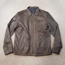 Superdry Mens Jacket XL Brown Leather Real Hero Benjamin Biker Motorcycle Moto