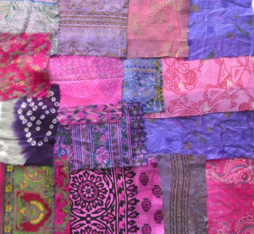 Pink purple upcycled sari - purple, silk