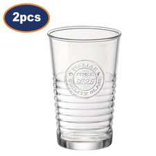 Bormioli Rocco Tumbler Drinking Glass 300ml Clear Ribbed Juice Cocktail 2Pcs