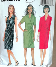 BUTTERICK B5862 - Misses Mock Wrap Dress sewing pattern...Sizes 18-24 (cut 24)
