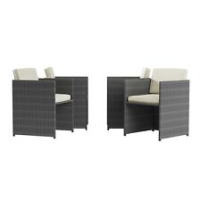 GRADE A1 - 4 Grey Rattan Cube Garden Dining Chairs - Fortrose A1/FTR004-FO-B